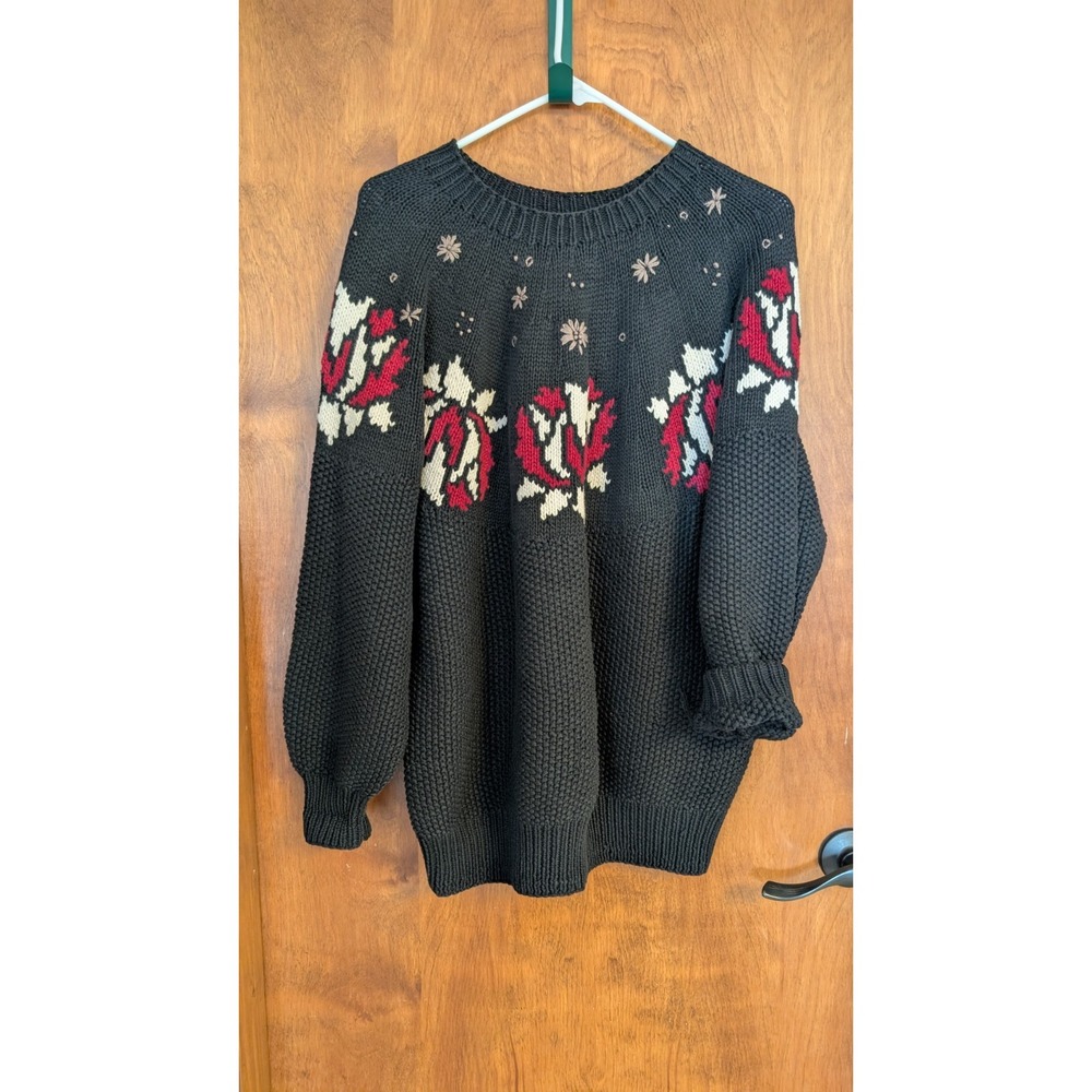 Women's Sperry Top Sider Cable Knit Sweater Med Navy Blue Chunky  Grannycore